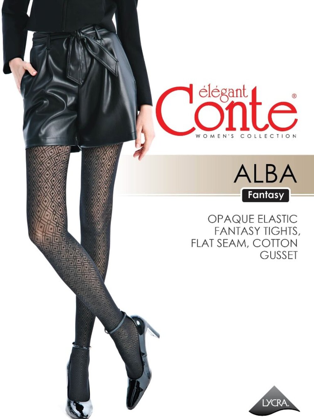 Conte Alba 50 Den - Fantasy Women's Tights with Geometric Diamond Pattern